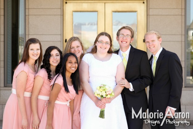 MalorieAaron, Utah, Oquirrh, mountain, temple, LDS, wedding, group, pictures, bridesmaids, groomsmen, groom, bride, photography