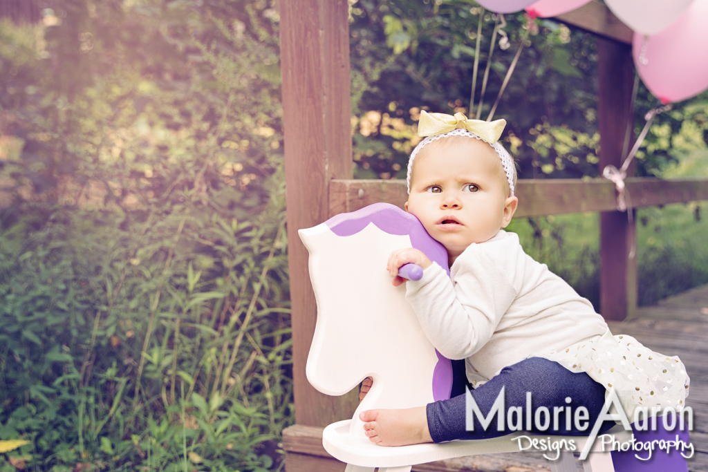 MalorieAaron, Photography, Davenport, Photographer, Iowa, QuadCities, one-year-old, baby, girl, portraits, rocking horse