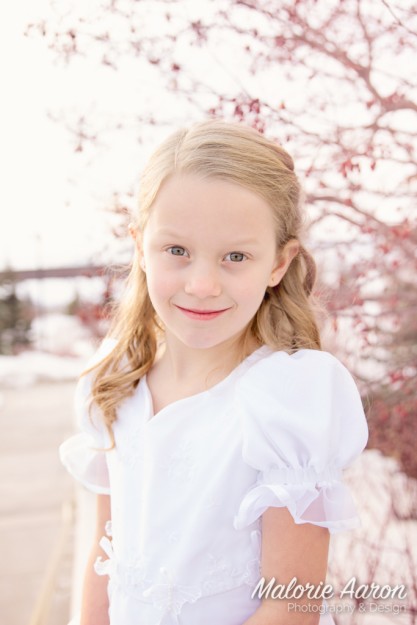 MalorieAaron, photography, winter, baptism, portraits, LDS, temple, 8-year-old, girl