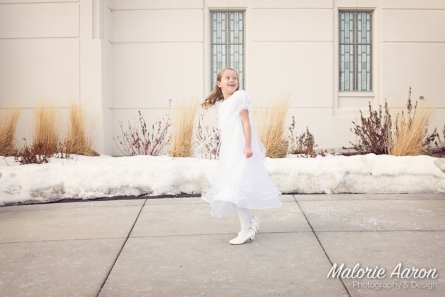 MalorieAaron, photography, winter, baptism, portraits, LDS, temple, 8-year-old, girl