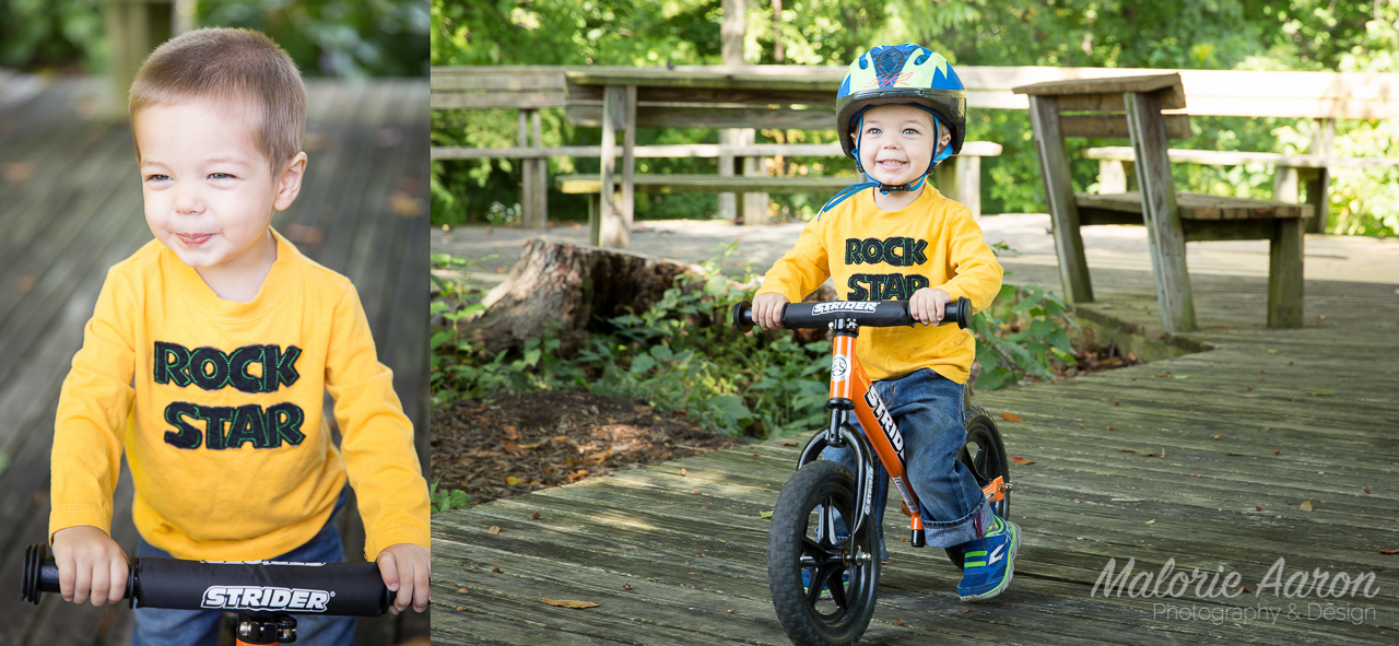 MalorieAaron, photography, Davenport, Iowa, 2-year-old, boy, children, photographer, two, duck-creek-park, toy, bike