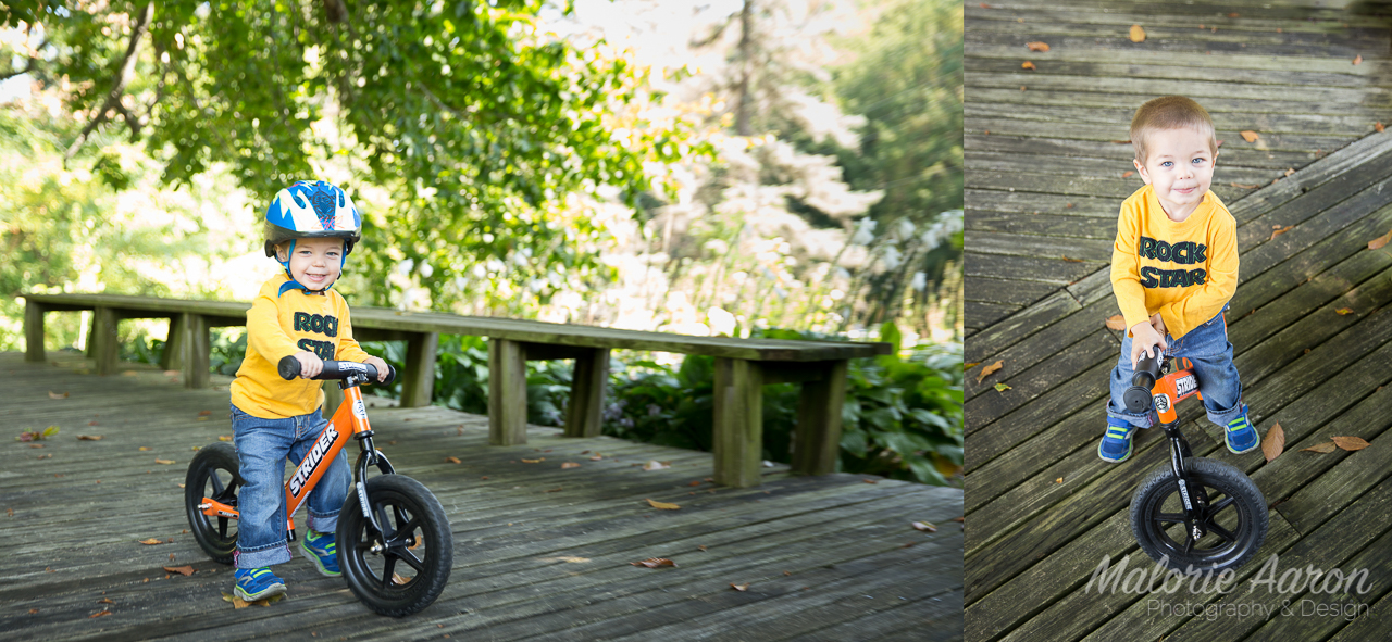 MalorieAaron, photography, Davenport, Iowa, 2-year-old, boy, children, photographer, two, duck-creek-park, toy, bike